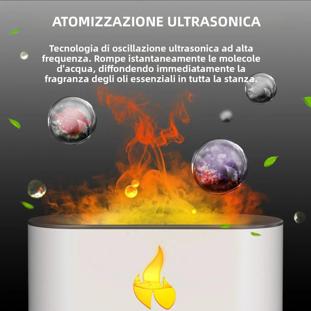 LUVENTI™ GlowFlame – Diffusore di Aromi 3-in-1 ad Effetto Fiamma e Lampada di Sale Himalayano