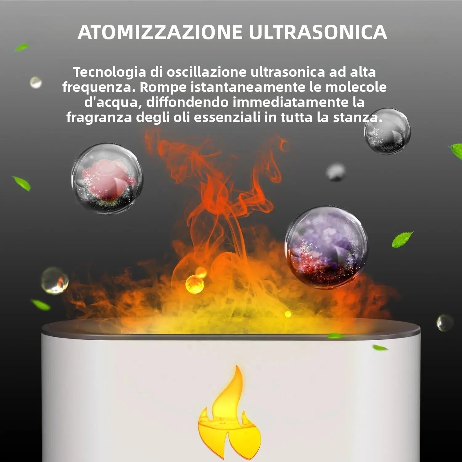 LUVENTI™ GlowFlame – Diffusore di Aromi 3-in-1 ad Effetto Fiamma e Lampada di Sale Himalayano