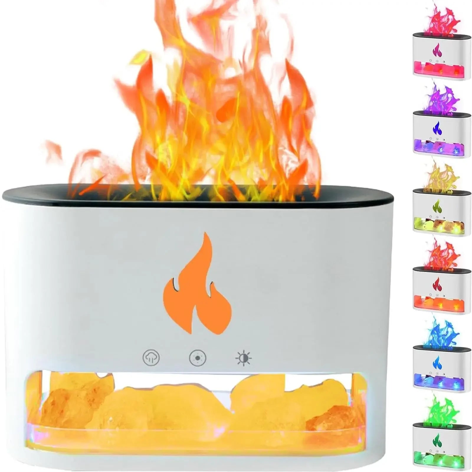 LUVENTI™ GlowFlame – Diffusore di Aromi 3-in-1 ad Effetto Fiamma e Lampada di Sale Himalayano